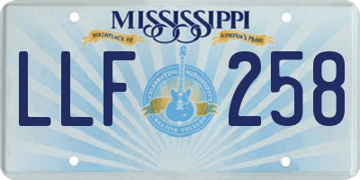 MS license plate LLF258