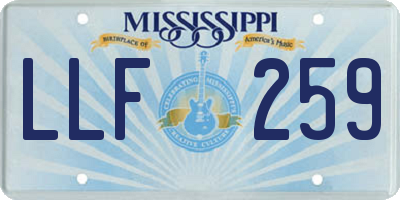 MS license plate LLF259