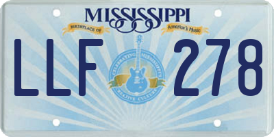 MS license plate LLF278