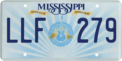 MS license plate LLF279