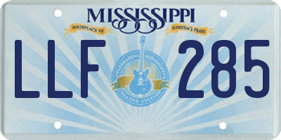 MS license plate LLF285