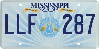 MS license plate LLF287