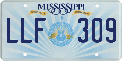 MS license plate LLF309
