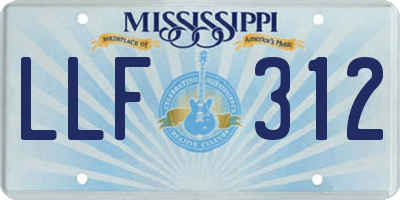 MS license plate LLF312