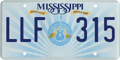 MS license plate LLF315