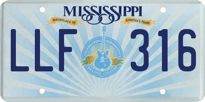 MS license plate LLF316