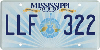 MS license plate LLF322