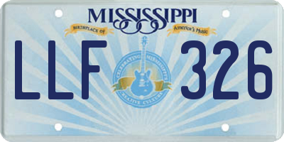 MS license plate LLF326