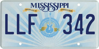 MS license plate LLF342