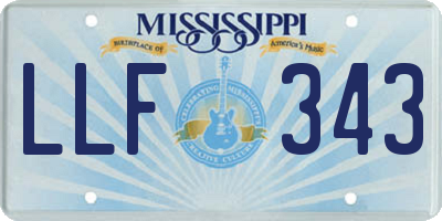 MS license plate LLF343