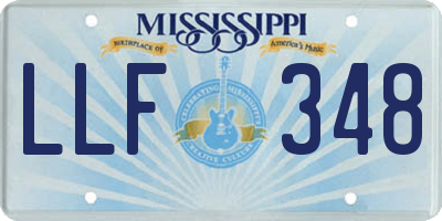 MS license plate LLF348
