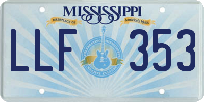 MS license plate LLF353