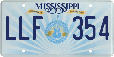 MS license plate LLF354
