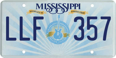 MS license plate LLF357