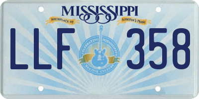 MS license plate LLF358