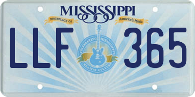 MS license plate LLF365