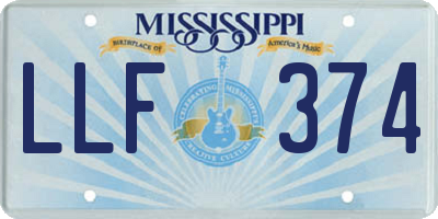 MS license plate LLF374