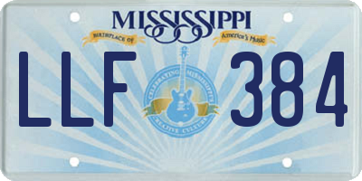 MS license plate LLF384