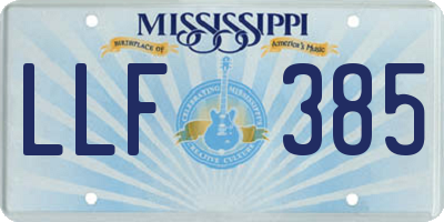 MS license plate LLF385