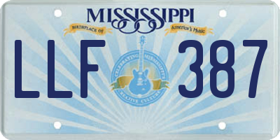 MS license plate LLF387