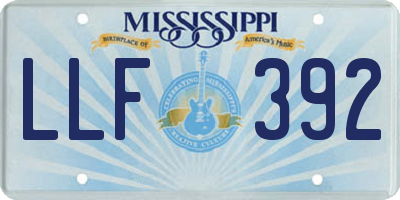 MS license plate LLF392