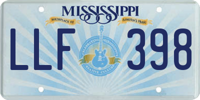 MS license plate LLF398