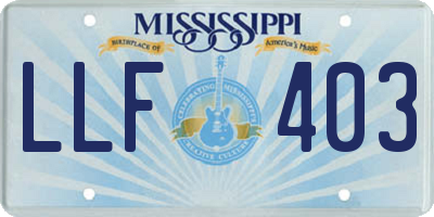 MS license plate LLF403