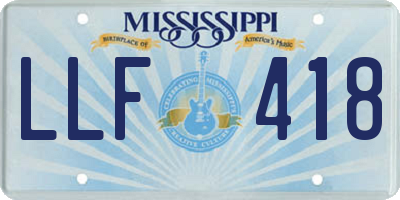 MS license plate LLF418