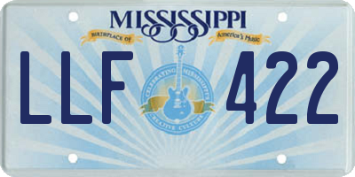 MS license plate LLF422