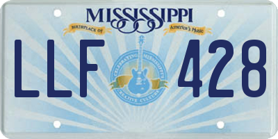 MS license plate LLF428