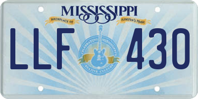 MS license plate LLF430