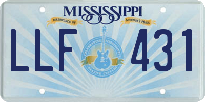 MS license plate LLF431