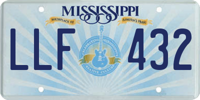 MS license plate LLF432
