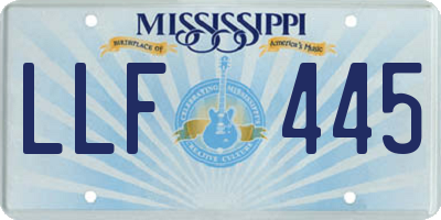 MS license plate LLF445