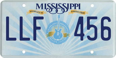 MS license plate LLF456