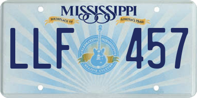 MS license plate LLF457