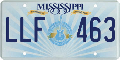 MS license plate LLF463