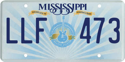 MS license plate LLF473