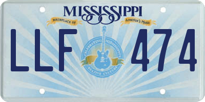 MS license plate LLF474