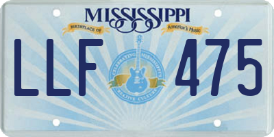 MS license plate LLF475