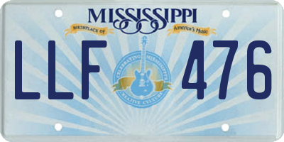 MS license plate LLF476