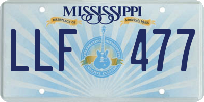MS license plate LLF477