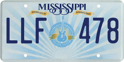 MS license plate LLF478