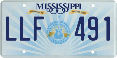 MS license plate LLF491