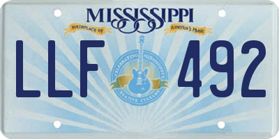 MS license plate LLF492