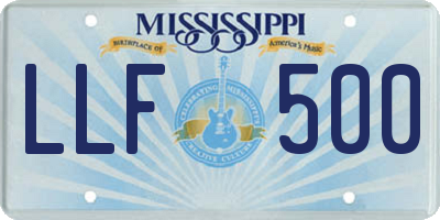 MS license plate LLF500