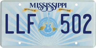MS license plate LLF502