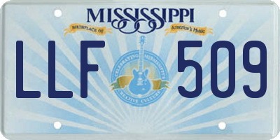 MS license plate LLF509