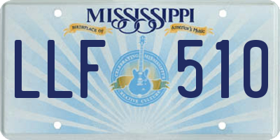 MS license plate LLF510