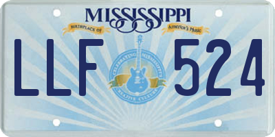 MS license plate LLF524